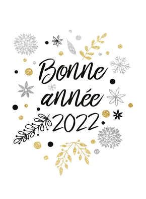 Carte Bonne année 2022 sur fond blanc Carte de voeux 2022