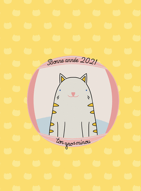 Carte bonne année 2021 de ton gros minou Carte de voeux 2021 chat mignon