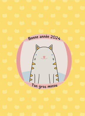 Carte Bonne année 2024 de ton gros minou Carte de voeux 2024 chat mignon