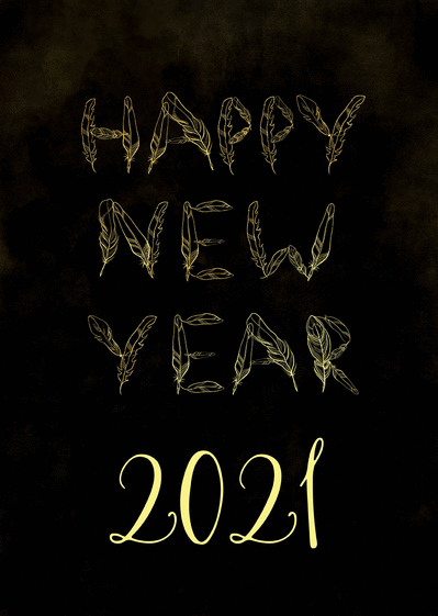 Carte Happy New Year 2022 en plumes Carte bonne année 2022 en plusieurs langues