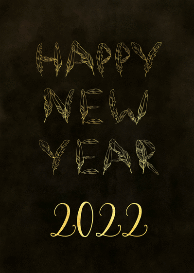 Carte Happy New Year 2022 en plumes Carte bonne année 2022 en plusieurs langues