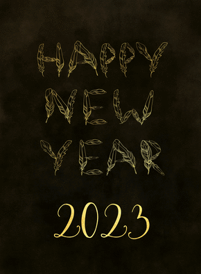 Carte Happy New Year 2023 en plumes Carte bonne année 2023 en plusieurs langues