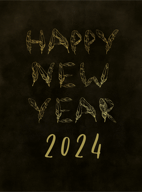 Carte Happy New Year 2024 en plumes Carte bonne année 2024 en plusieurs langues