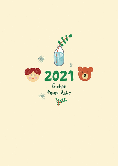 Carte bonne année 2022 bio naturelle en Allemand Carte bonne année 2022 en plusieurs langues