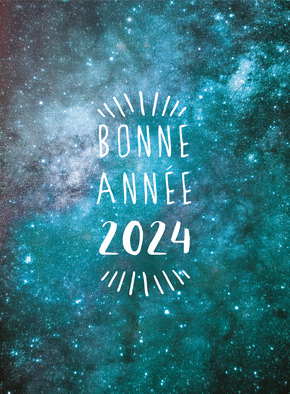 Carte Bonne année 2024 dans le cosmos Carte de voeux classique 2024