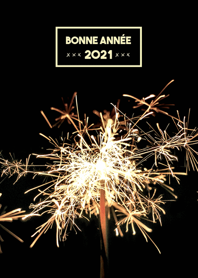 Carte Crépitements de la nouvelle année 2021 Carte de voeux 2021 avec feu d'artifice