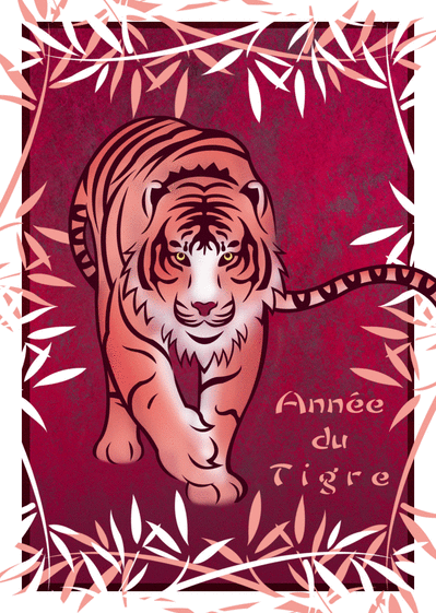Carte Annee du tigre Carte d'animaux
