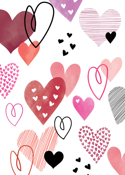 Carte Saint Valentin couverte de coeurs Carte avec coeurs