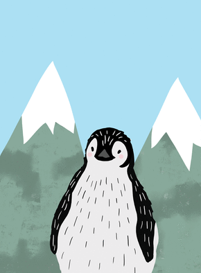 Carte Petit pingouin Carte de Février et d'hiver