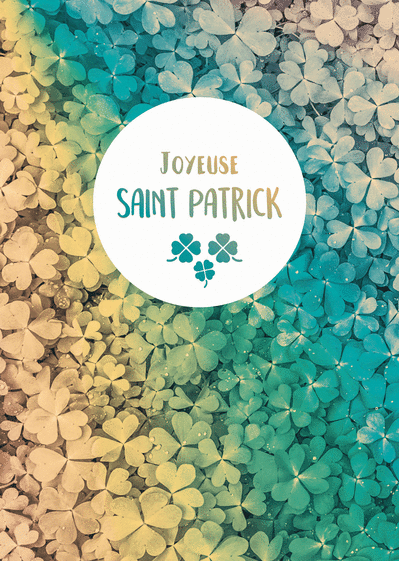 Carte Joyeuse Saint Patrick sur un fond de trèfles Carte Saint Patrick