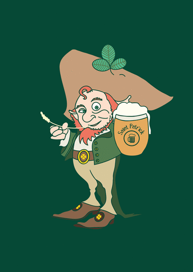 Carte Lutin de la St Patrick et sa bière Carte Saint Patrick