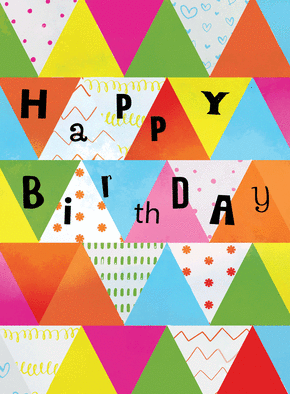 Carte Happy birthday bariolé Carte joyeux anniversaire en plusieurs langues