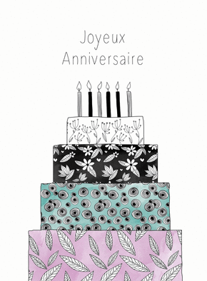 Carte Gâteau d'anniversaire décoré Carte gateau d'anniversaire