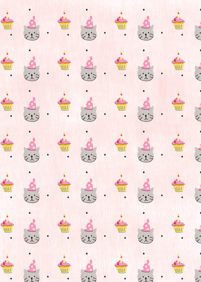 Carte Petit chat petit cupcake d'anniversaire Carte anniversaire chat