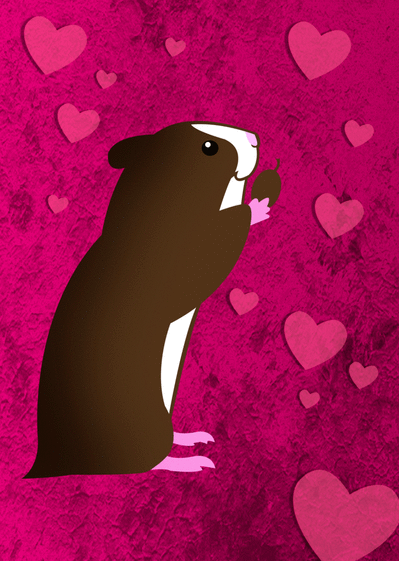 Carte Hamster amoureux et coeurs Carte Saint-Valentin mignonne