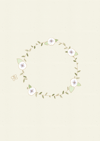 Carte Une couronne de fleurs discrète Carte condoléances personnalisée