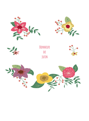 Carte Bonheur de juin et jolies fleurs Carte de Juin
