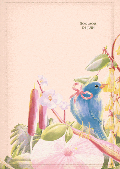 Carte Bon mois de juin petit oiseau bleu Carte de Juin
