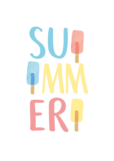 Carte Summer et délicieuses glaces Carte postale de Juillet et d'été