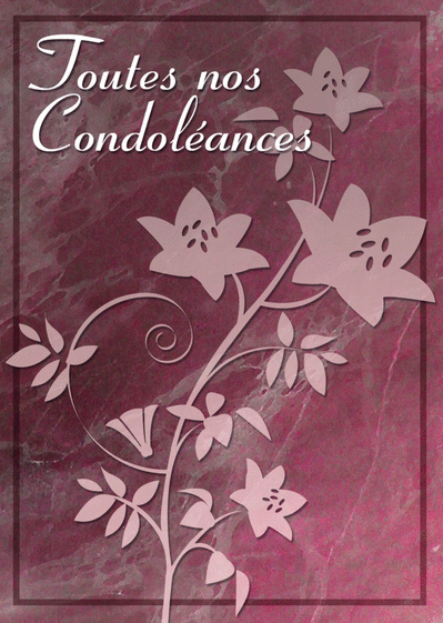 Carte Toutes nos condoleances et fleurs Carte condoléances