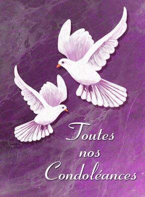 Carte Toutes nos condoleances colombes blanche Carte condoléances