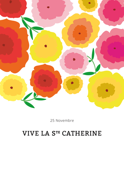 Carte Fleurs aux couleurs vives Carte sainte Catherine