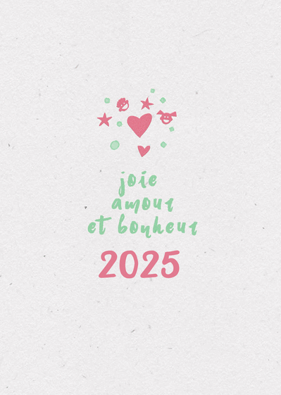 Carte Message de joie et d'amour pour 2025 Carte de voeux 2025 et message de paix