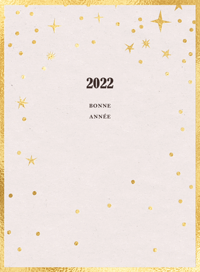 Carte Etoiles dorées pour la nouvelle année 2022 Carte de voeux 2022