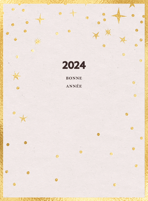 Carte Etoiles dorées pour la nouvelle année 2024  Carte de voeux 2024 