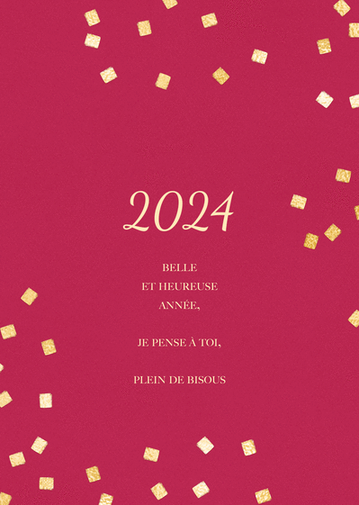 Carte Plein de bisous pour la nouvelle année 2024  Carte de voeux 2024 
