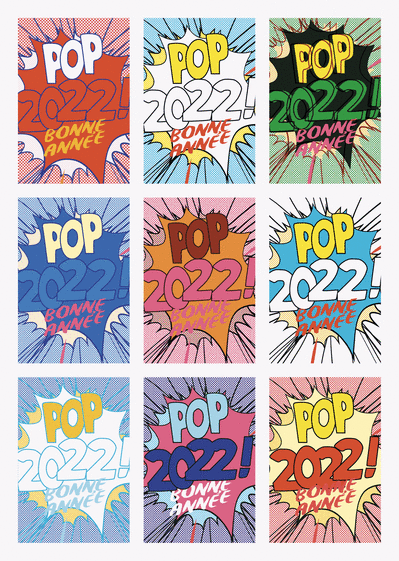 Carte bonne année 2022 pop art Carte de voeux 2022 
