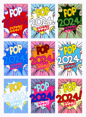 Carte Bonne année 2024 pop art Carte de voeux 2024 