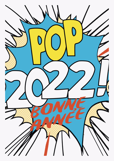 Carte bonne année 2022 pop art bleu Carte de voeux design 2022
