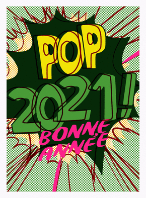 Carte bonne année 2022 pop art vert Carte de voeux originale pour 2022