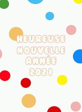 Carte Heureuse nouvelle année 2021 ronds multicolores Carte de voeux 2021 enfant et mignonne