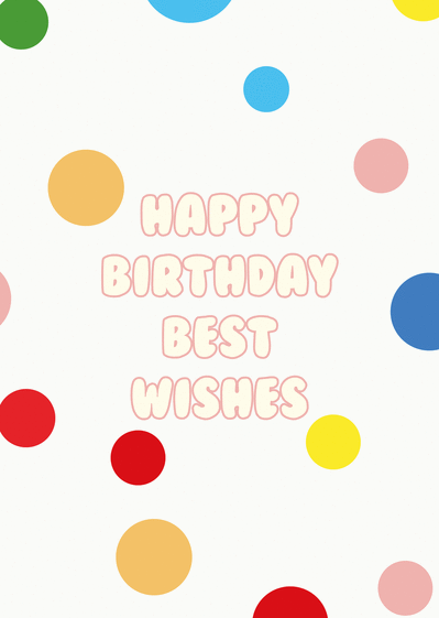 Carte Happy birthday et ronds multicolor Carte joyeux anniversaire en plusieurs langues