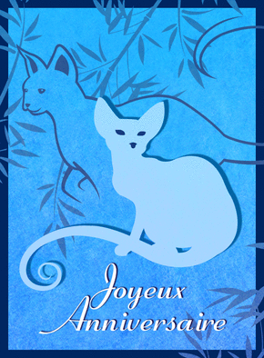 Carte Joyeux anniversaire et chat bleu Carte anniversaire chat