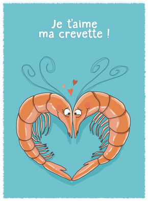 Carte Amour de crevettes Carte St Valentin originale