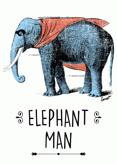 Carte Super héro Elephant Man Carte humour