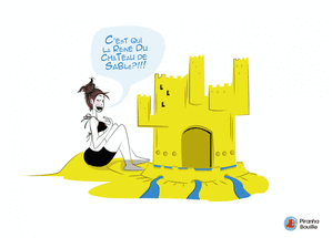 Carte postale reine du château de sable Carte postale de Juillet et d'été