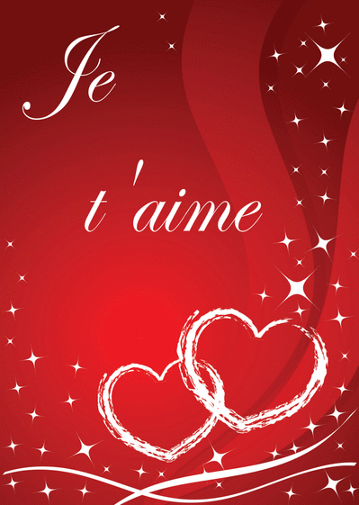 Carte Je t aime et coeurs rouge Carte saint valentin