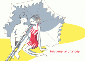 Carte Bonnes vacances à la plage Carte postale d'août et vacances
