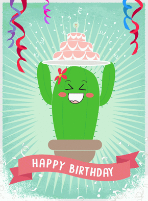 Carte Happy birthday cactus fun Carte anniversaire enfant