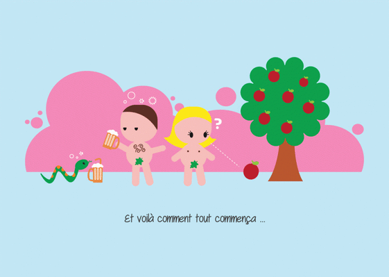 Carte Tout a commencé avec Adam et Eve Carte humour
