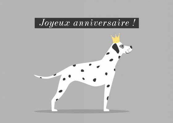 Carte Joyeux anniversaire dalmatien couronné Carte anniversaire animaux