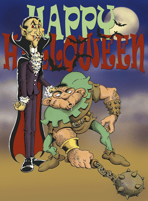 Carte Dracula et son valet pour Halloween Carte halloween