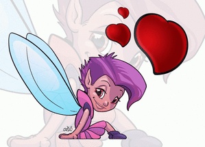 Carte Une fée au cheveux violets Carte Saint-Valentin mignonne