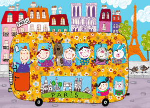 Carte Bus parisien avec les copains Carte postale de Paris