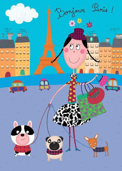 Carte Promenade des chiens à Paris Carte postale de Paris