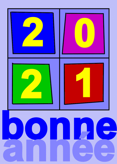 Carte bonne année 2021 en 4 couleurs Carte de voeux 2021 enfant et mignonne